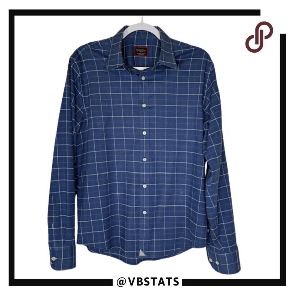 UNTUCKit Men's Checkered Otranto Button Down Shirt Blue Black Size Medium